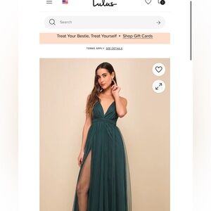 Lulu's Green Pleated Slit Gown for Wedding Guest